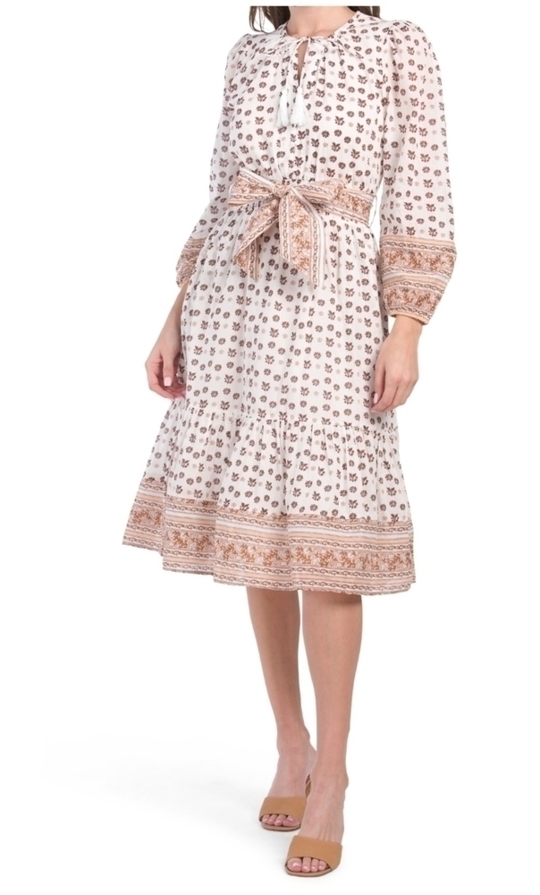 𝅺Cleobella Women's Artisan Crafted Woodblock Print Blakely Midi Dress